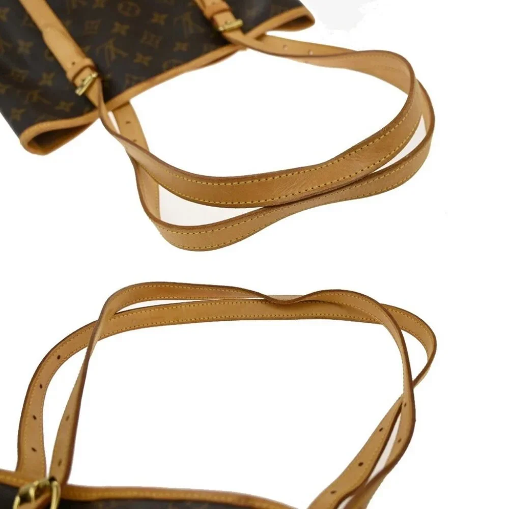 LOUIS VUITTON BUCKET GM Shoulder Tote Bag Monogram Leather Brown